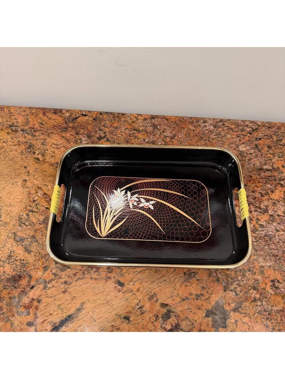 Vintage Japanese Black Lacquer Nesting Tray